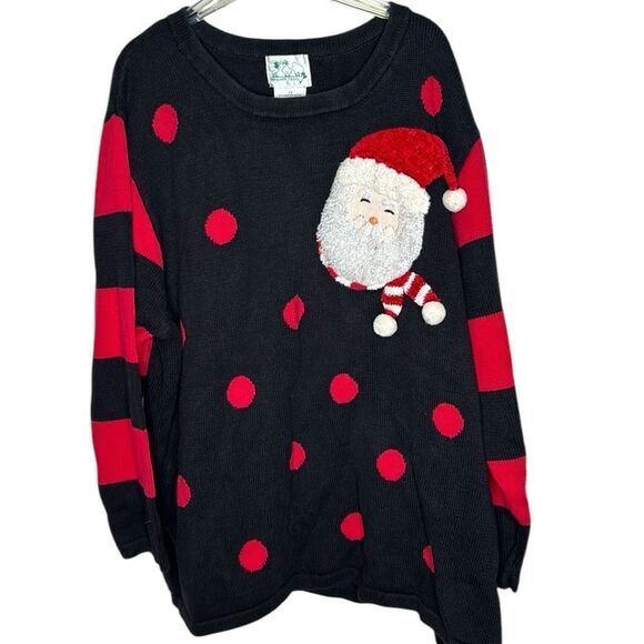 Quaker Factory Black/Red Polka Dot Ugly Christmas Sweater. Size 3X. - Picture 1 of 6